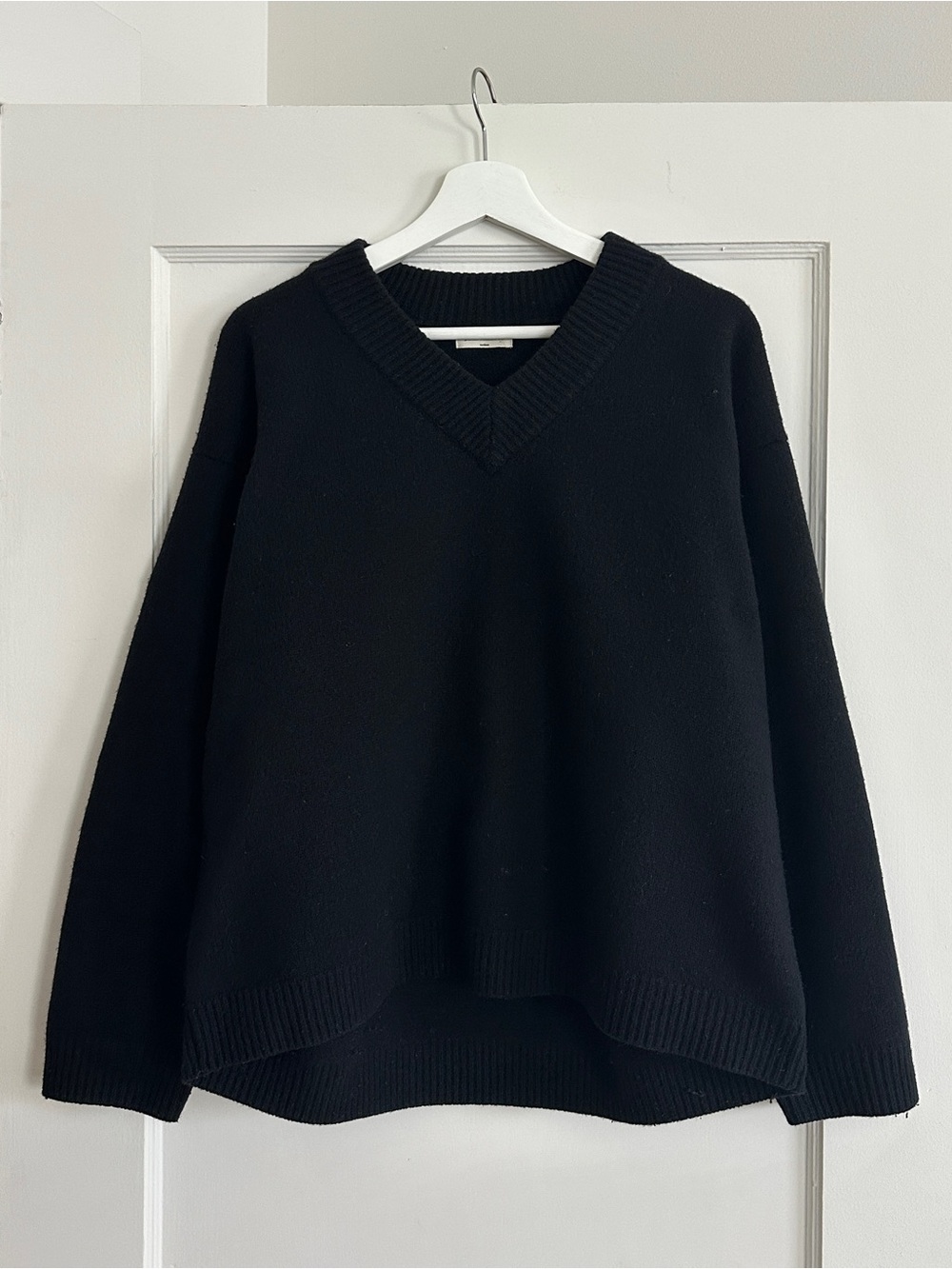 James Street Co Sloane Vee in Black Merino Wool